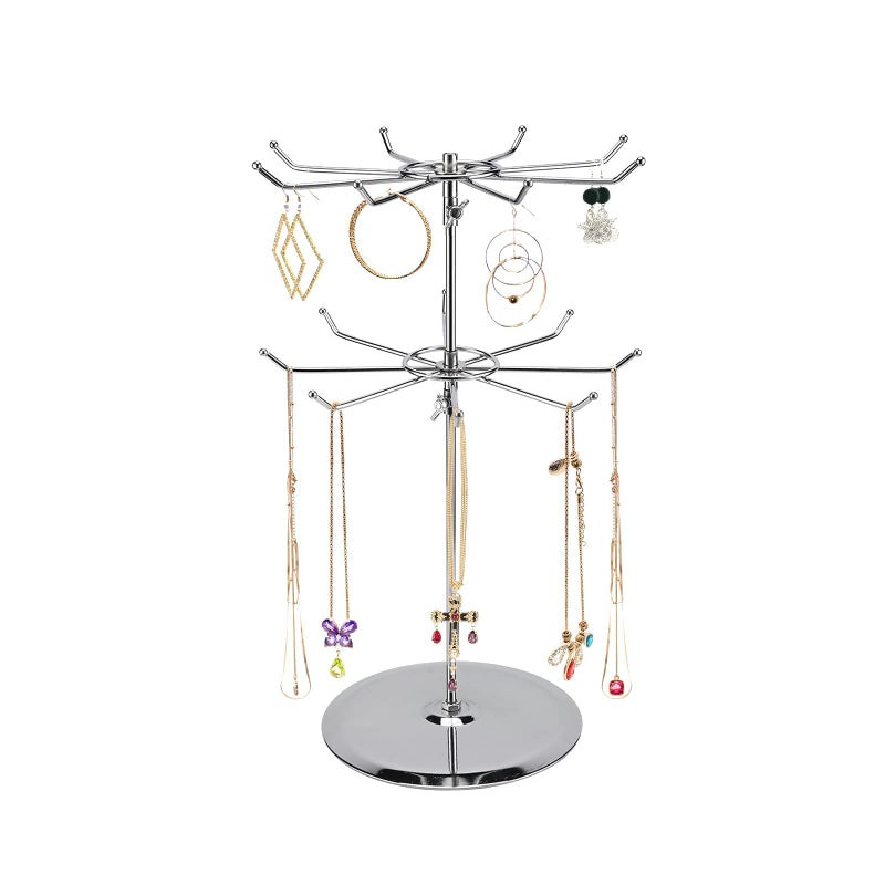APL Display Adjustable (Tier Heights Only) CounterTop Spinner Display Stand, Medium Duty 2-Tiers, Silver - Image 4